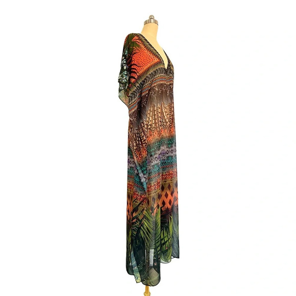 NWT La Blanca long maxi beach resort boho Tropical dress cover up S / M - Picture 5 of 9